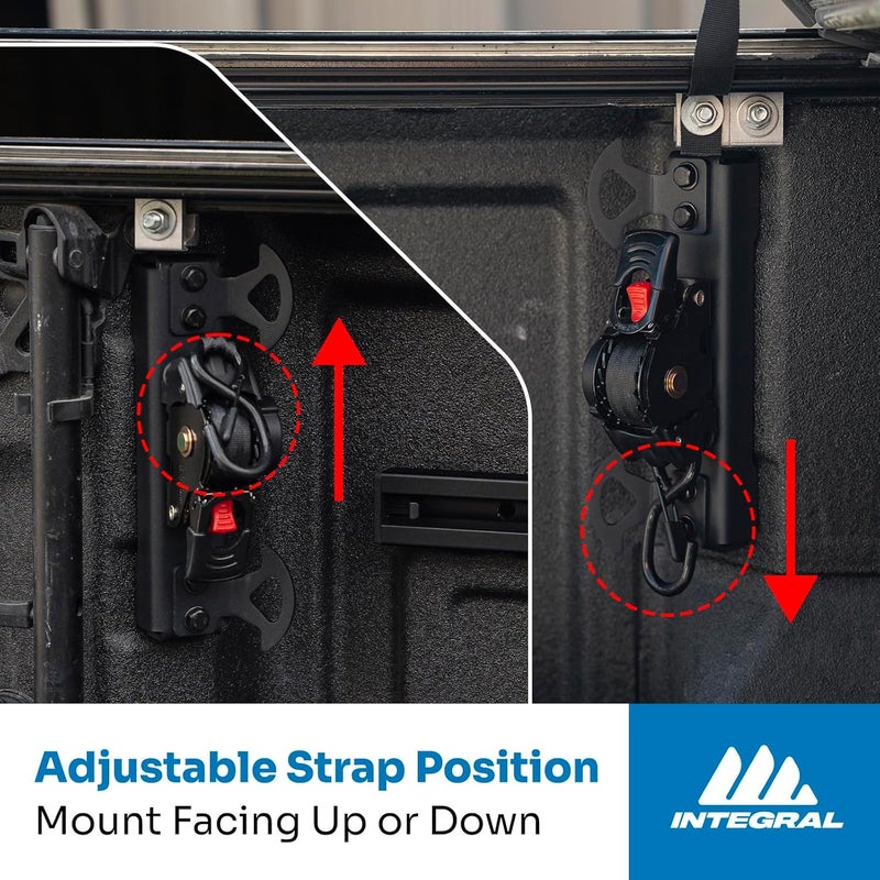 Integral Straps - Compatible with Chevrolet Silverado & GMC Sierra - (1500 2019+, 2500/3500 2020+) - Single Pack - Bed Mounted Retractable Tie Down - Image 5